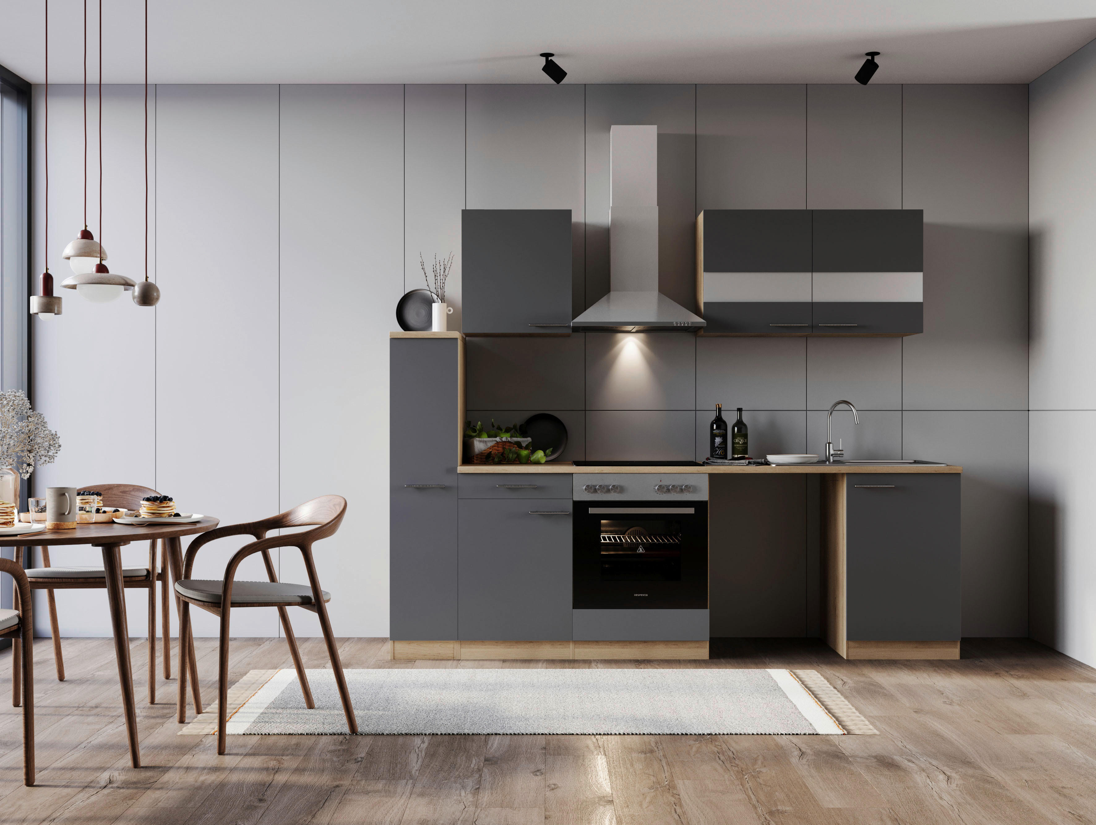 Respekta Küchenblock Merle grau B/H/T: ca. 250x200x60 cm Merle - Eiche/grau (250,00/200,00/60,00cm) - Respekta