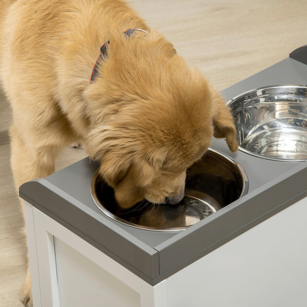 PawHut Hunde-Zubehör weiß Edelstahl B/H/L: ca. 30x60x36 cm Hundenapf - weiß (36,00/30,00/60,00cm) - PawHut