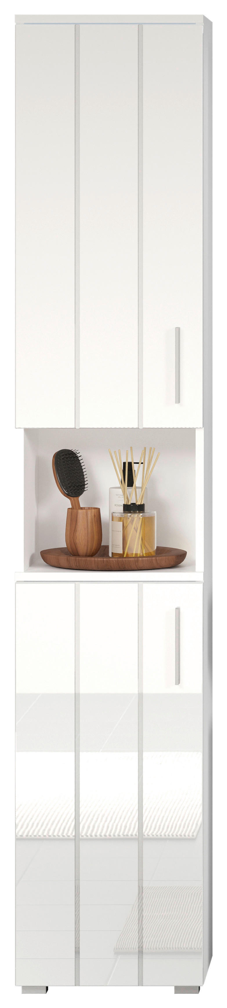 Hochschrank Wons weiß Hochglanz weiß matt B/H/T: ca. 37x192x31 cm Wons - weiß (37,00/192,00/31,00cm) - Trendteam