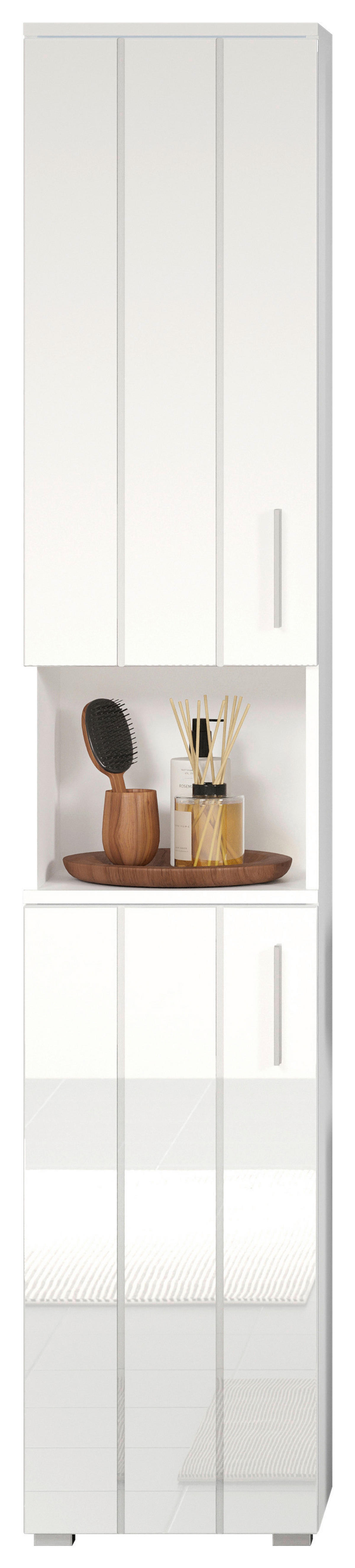 Hochschrank Wons weiß Hochglanz weiß matt B/H/T: ca. 37x192x31 cm Wons - weiß (37,00/192,00/31,00cm) - Trendteam