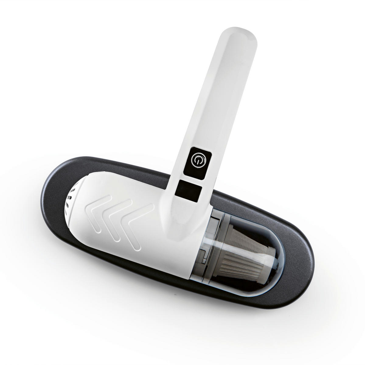 CLEANmaxx Handstaubsauger grau weiß Kunststoff B/H/L: ca. 17,7x7,7x22 cm Akku-Milbensauger 15440 - weiß/grau (22,00/17,70/7,70cm) - CLEANmaxx