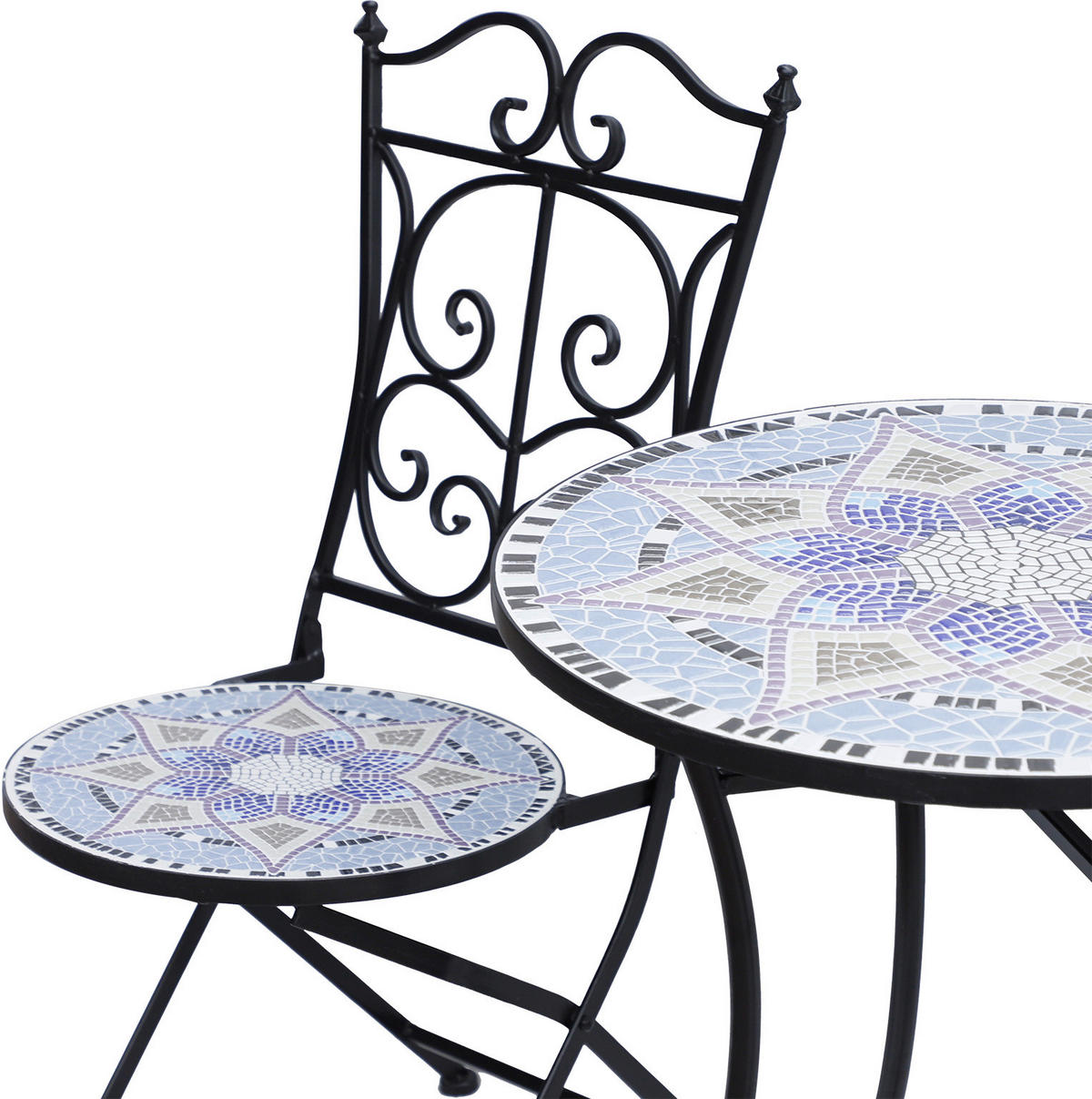Outsunny Mosaiktisch blau Stahl H/D: ca. 71x60 cm Mosaiktisch_rund - blau/weiß (60,00/71,00cm) - Outsunny