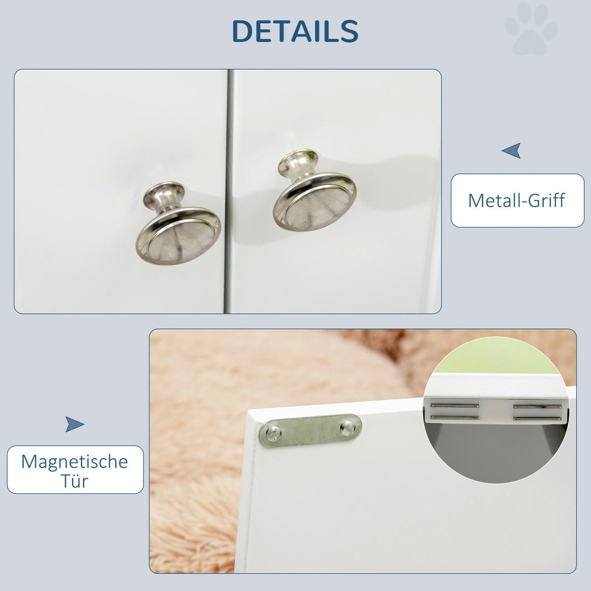 PawHut Futterstation weiß MDF B/H/L: ca. 30x35,5x60 cm Futterstation - weiß (60,00/30,00/35,50cm) - PawHut
