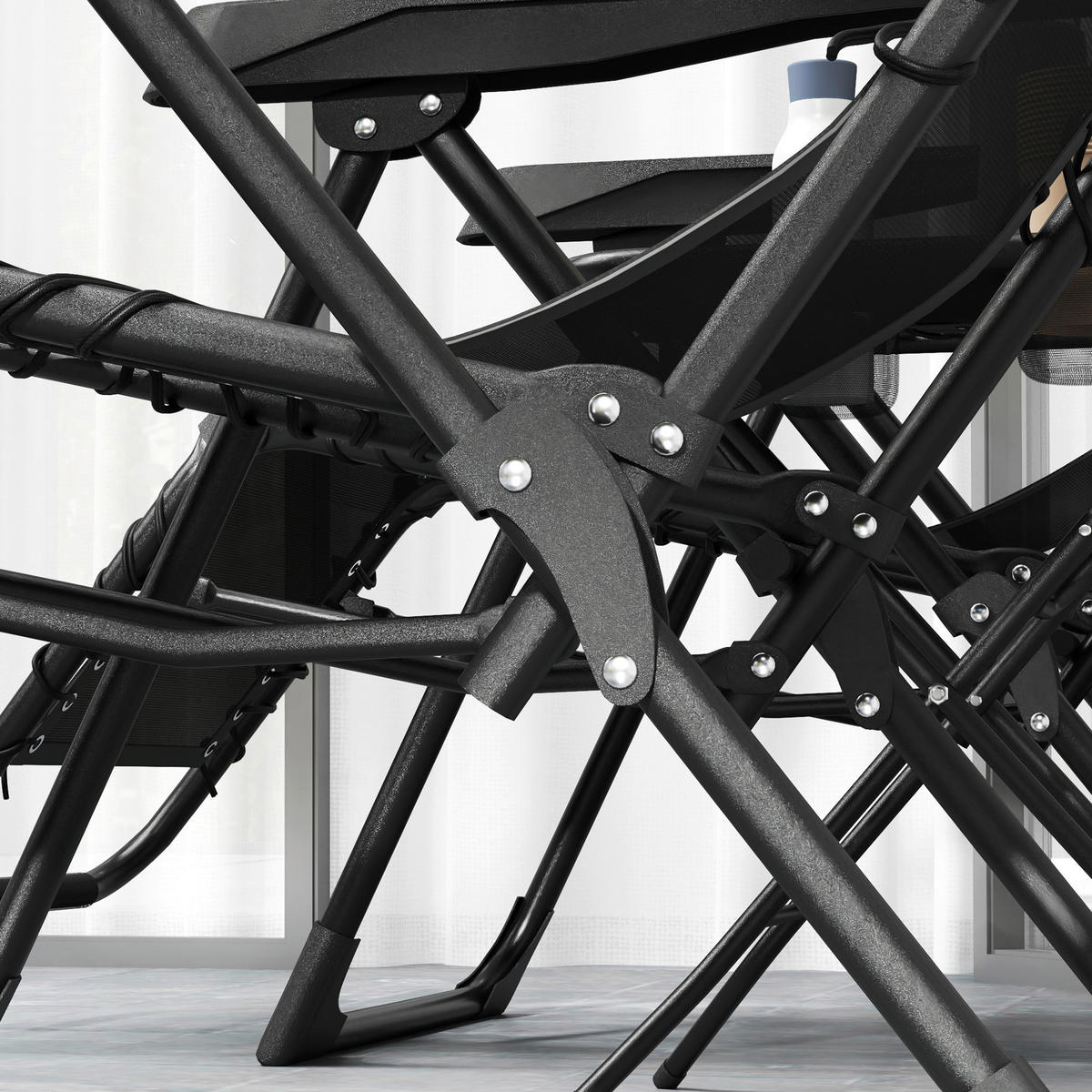 Outsunny Gartenliege 2er Set schwarz Netzstoff B/H/L: ca. 65x110x90 cm Gartenliege 2er Set - schwarz (90,00/65,00/110,00cm) - Outsunny