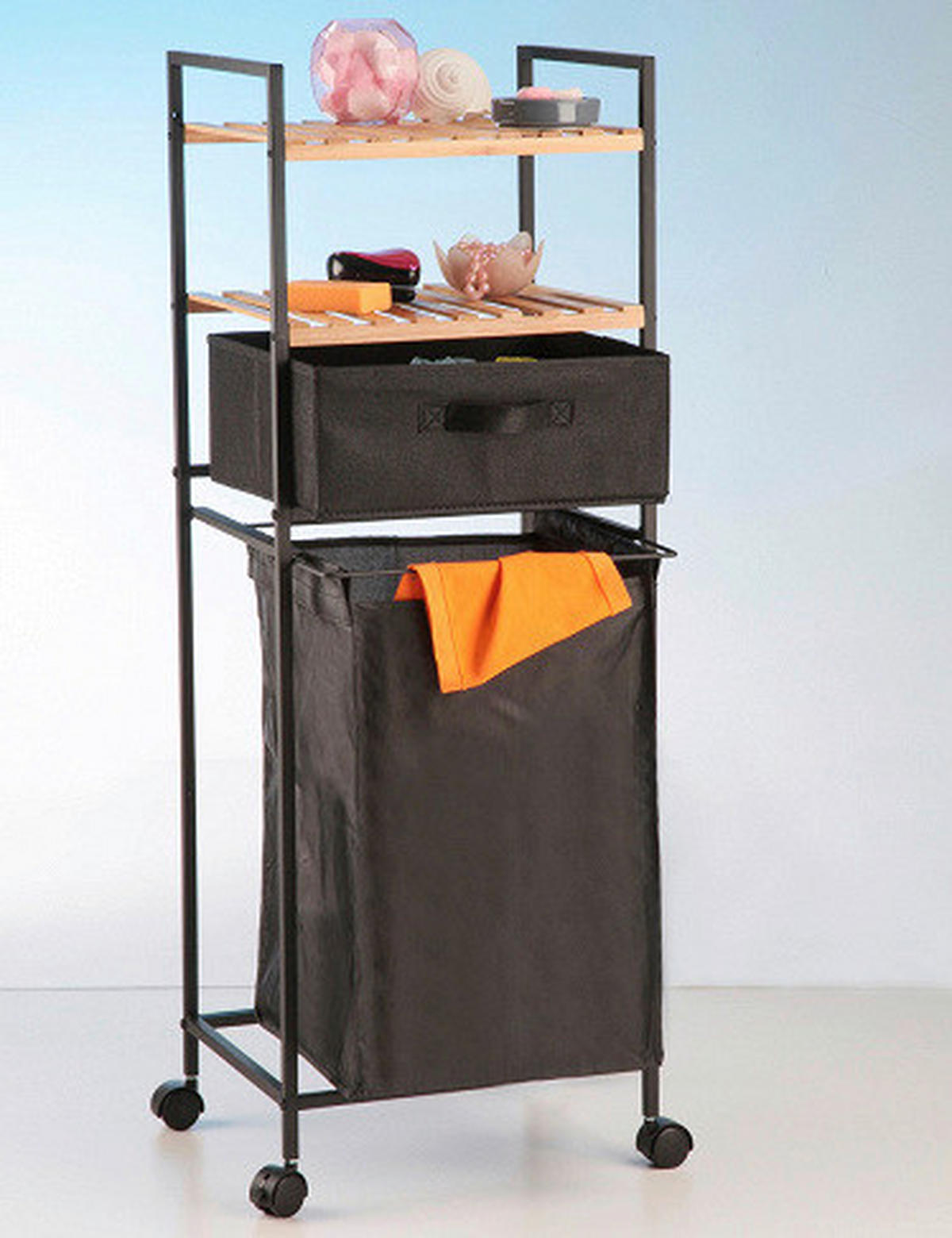 Wäschewagen schwarz Bambus B/H/T: ca. 38x105x33 cm Wäschewagen - schwarz (38,00/105,00/33,00cm)