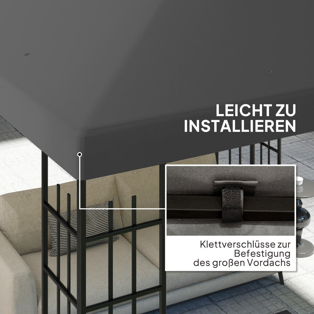 Outsunny Pavillondach dunkelgrau Metall B/H/L: ca. 298x1x298 cm Pavillondach - dunkelgrau (298,00/298,00/1,00cm) - Outsunny