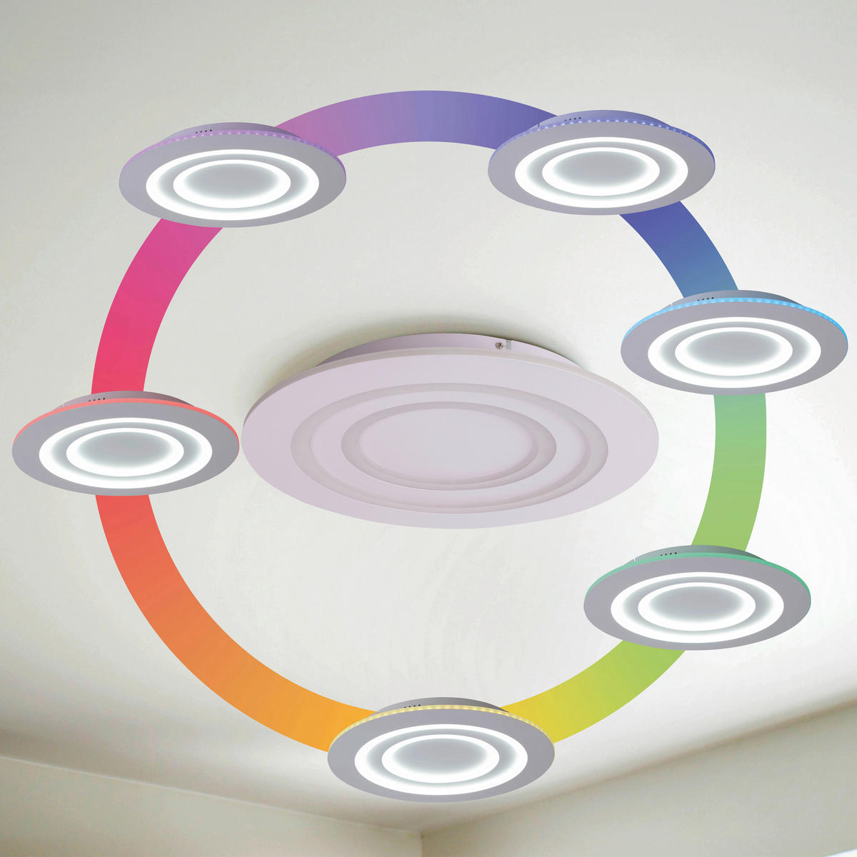 Näve Leuchten LED-Deckenleuchte weiß Metall Kunststoff B/H/T/D: ca. 50x6x50x50 cm MIREL - weiß (50,00/6,00/50,00cm) - Näve Leuchten