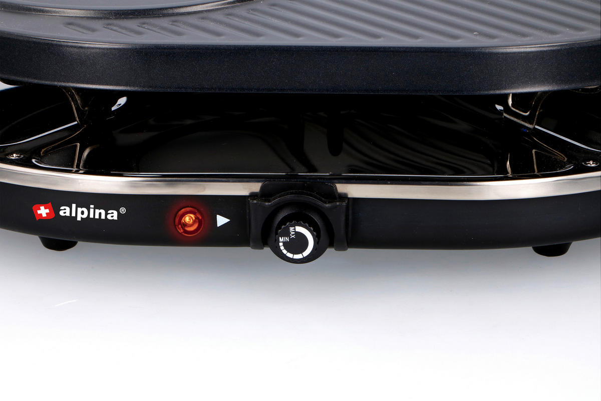 Alpina Raclette-Grill schwarz Metall B/H/L: ca. 47,5x12x32 cm Raclettegrill_Gourmet - schwarz (32,00/47,50/12,00cm) - Alpina