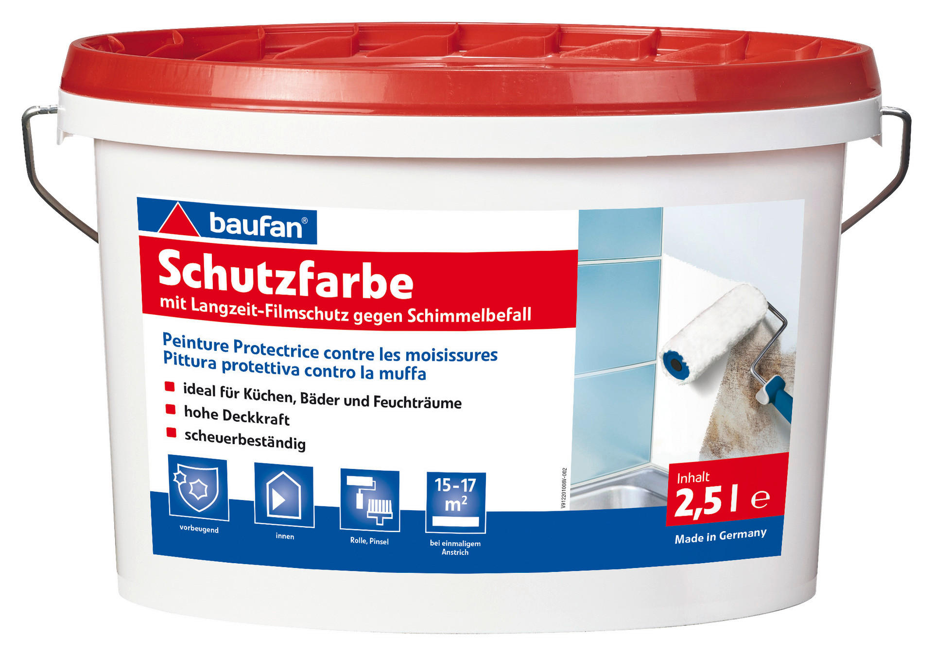 Baufan Anti-Schimmelfarbe weiß ca. 2,5 l Schutzfarbe_Wand+Decke 2,5l - weiß (2,50l) - Baufan