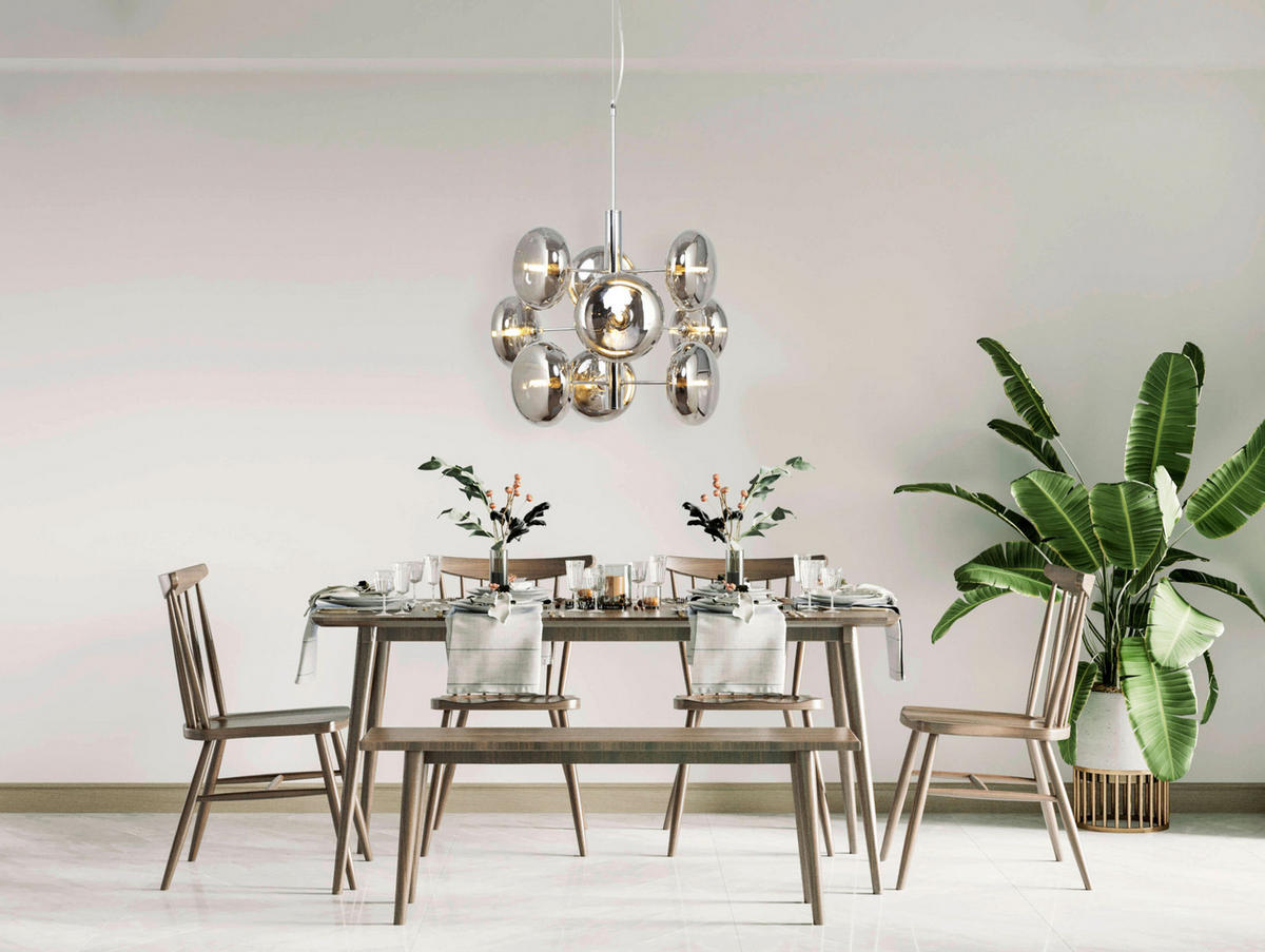 Näve Leuchten Pendelleuchte 7092897 Chrom Metall Glas B/H/T: ca. 53x55x53 cm G9 9 Brennstellen Orion - Chrom (53,00/55,00/53,00cm) - Näve Leuchten