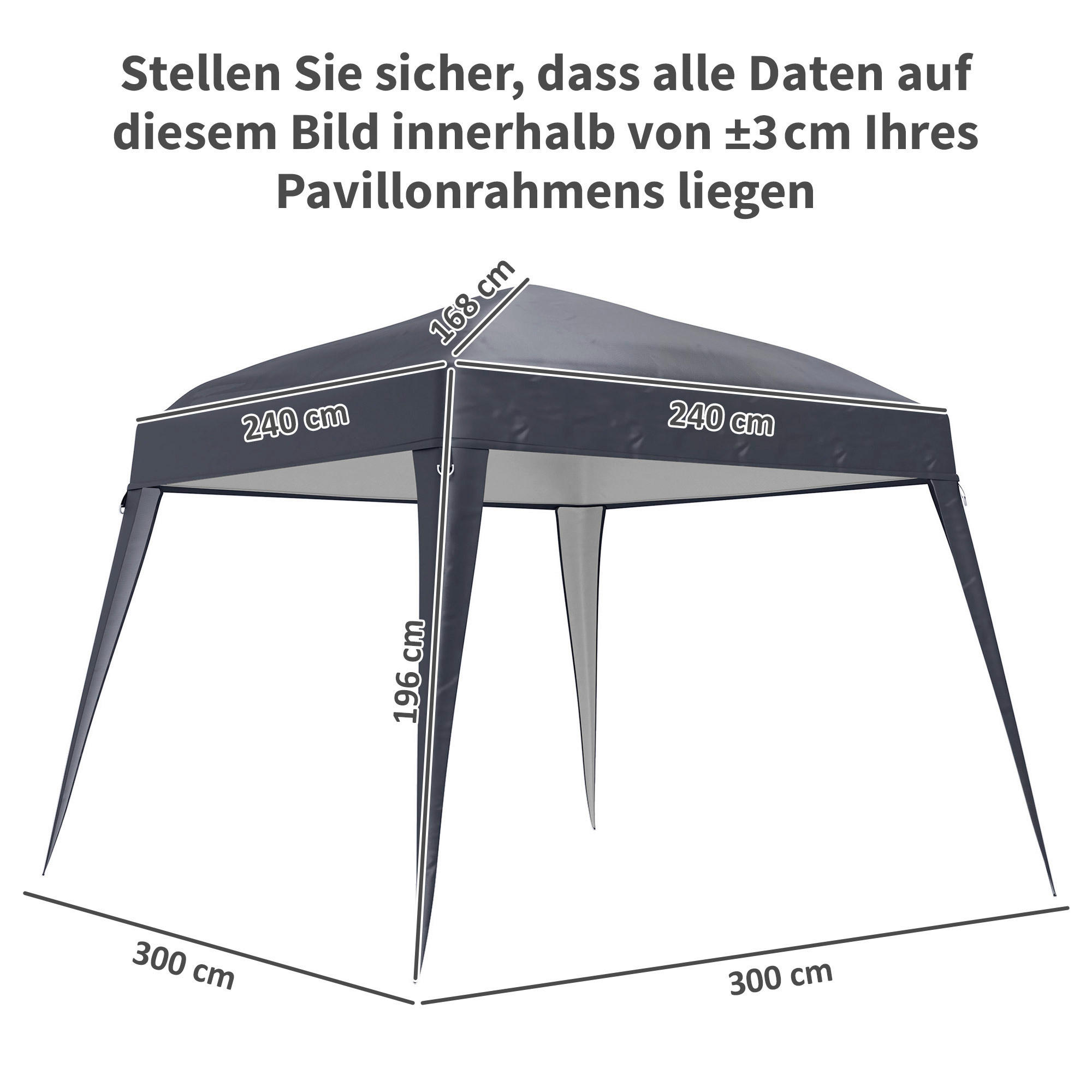 Outsunny Ersatzdach dunkelgrau Polyester B/H/L: ca. 300x1x300 cm Ersatzdach - dunkelgrau (300,00/300,00/1,00cm) - Outsunny