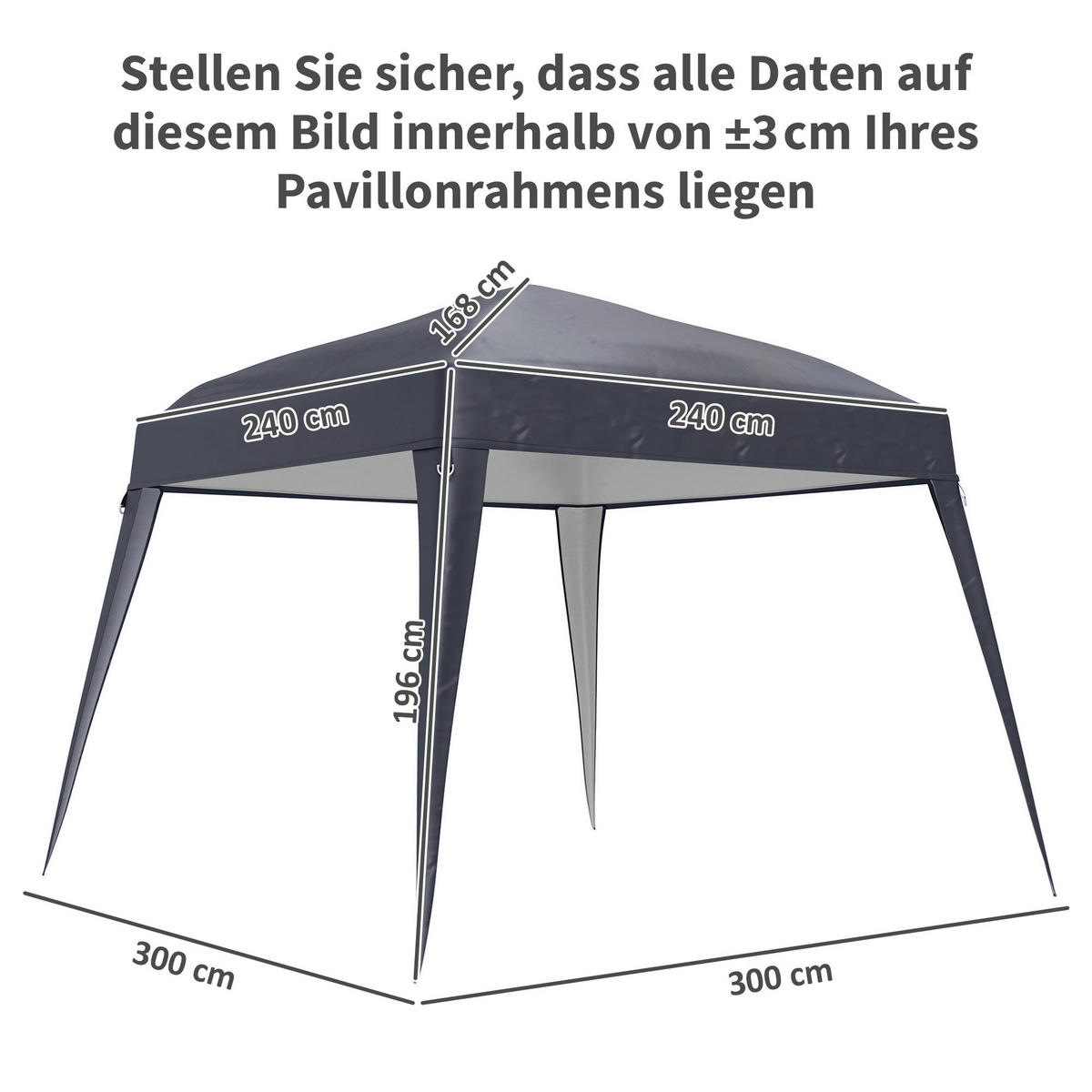 Outsunny Ersatzdach dunkelgrau Polyester B/H/L: ca. 300x1x300 cm Ersatzdach - dunkelgrau (300,00/300,00/1,00cm) - Outsunny