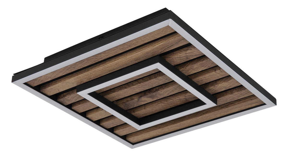 GLOBO LED-Deckenleuchte WOODY 67345D Opal mattschwarz Metall MDF Kunststoff B/H/L: ca. 30x6x30 cm 1 Brennstellen WOODY - Opal/mattschwarz (30,00/30,00/6,00cm) - GLOBO