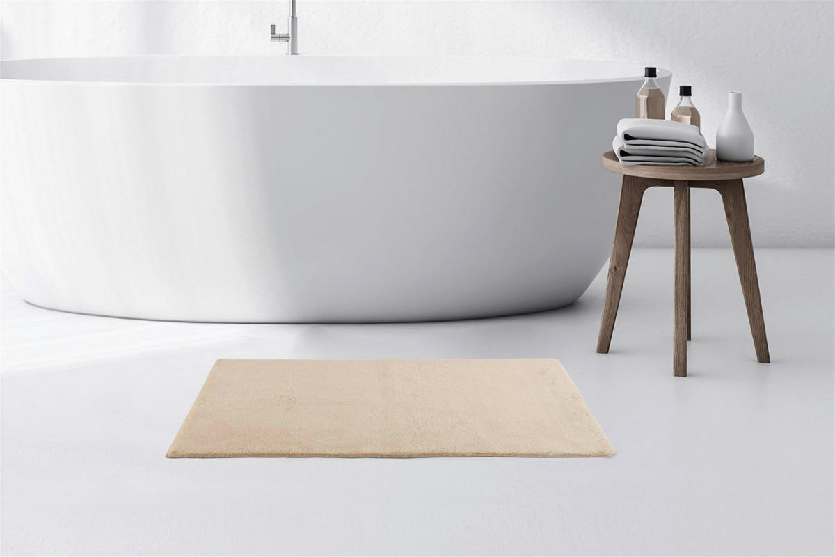 Kayoom Kurzflorteppich Badematte Rabbit Light 425 beige B/H/L: ca. 50x2,4x90 cm Badematte Rabbit Light 425 - beige (90,00/50,00/2,40cm) - Kayoom