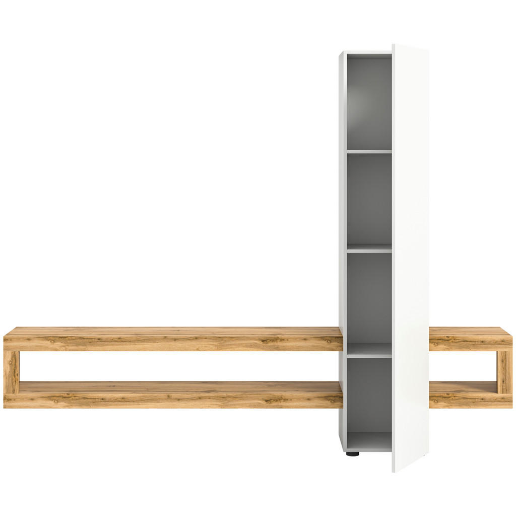 Thumbnail - Wohnwand Samba weiß Eiche Wotan Nachbildung B/H/T: ca. 240x190x35 cm