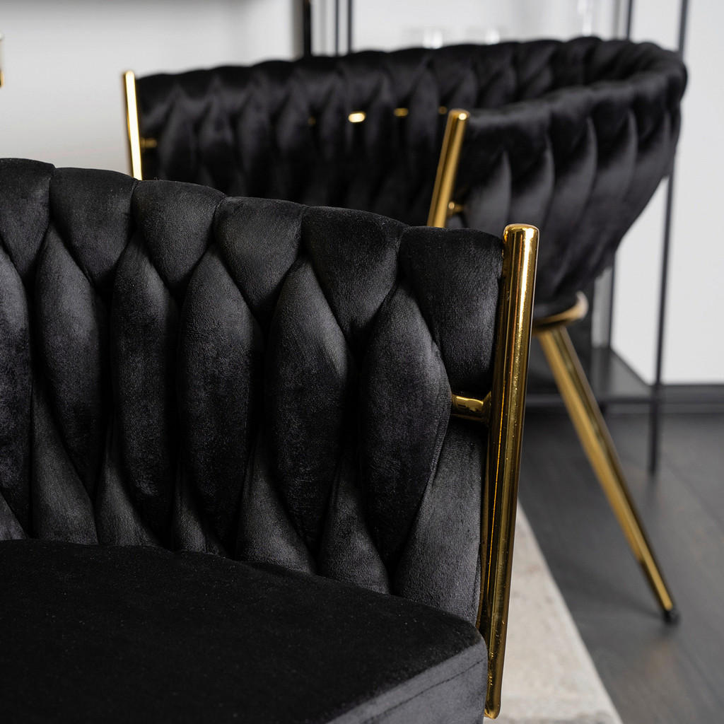 Thumbnail - Stuhl CAPRI schwarz Velourstoff