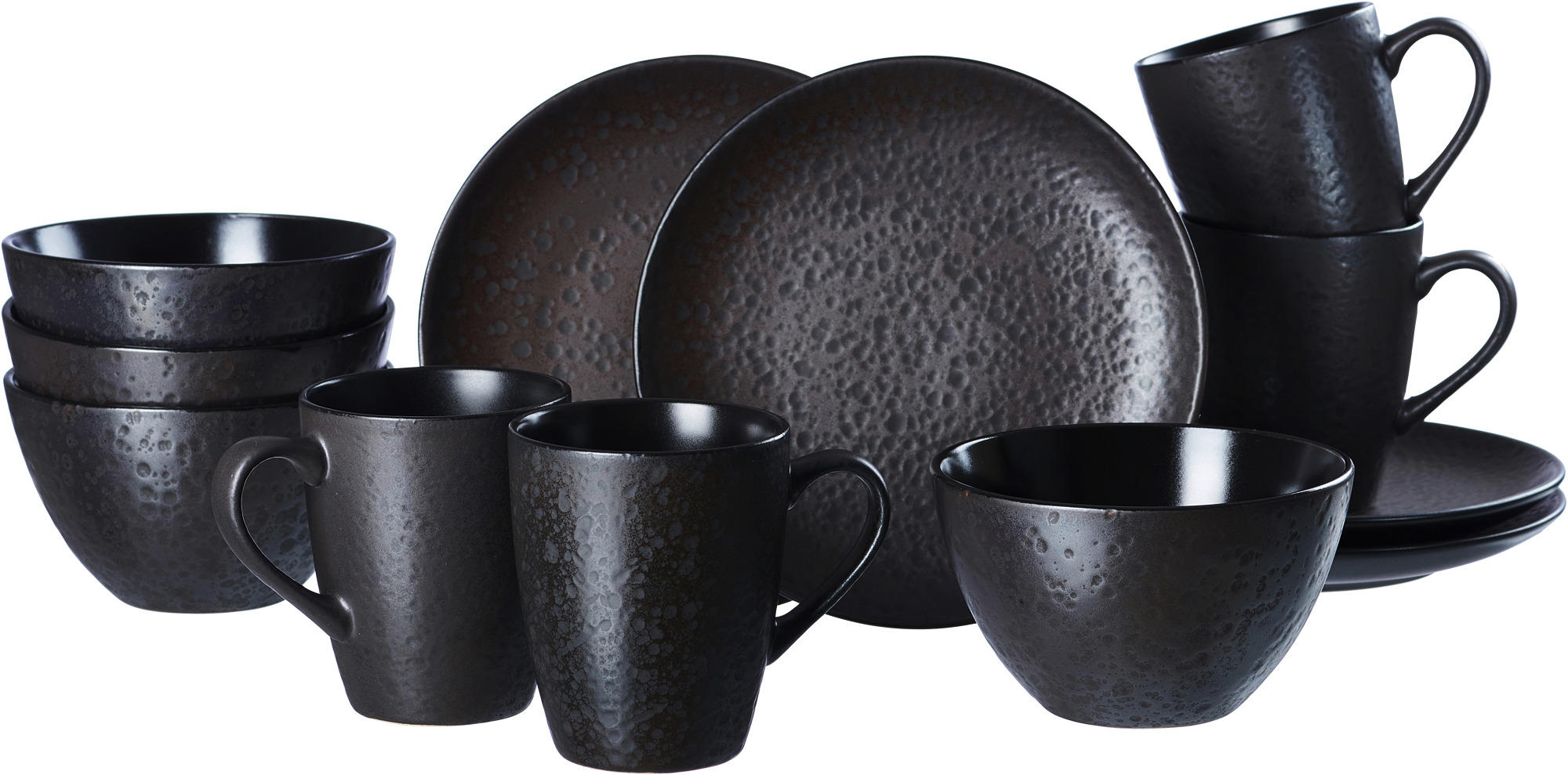 Ritzenhoff & Breker Frühstücksservice Kitwe schwarz Keramik 12 tlg. Kitwe - schwarz