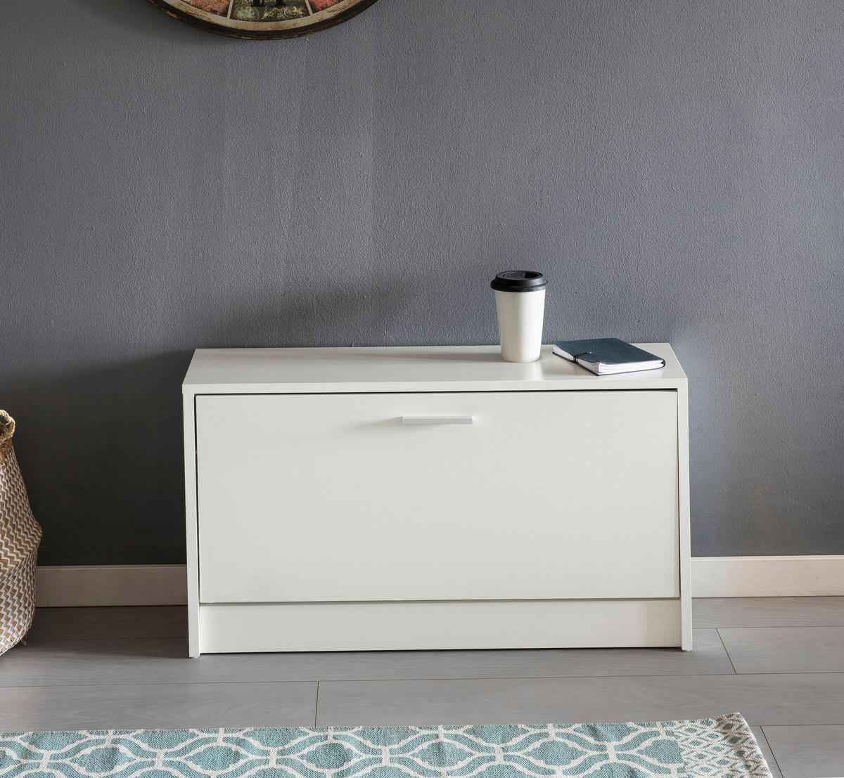 Schuhbank weiß B/H/T: ca. 80x47x24 cm Schuhbank - weiß (80,00/47,00/24,00cm) - Wohnling