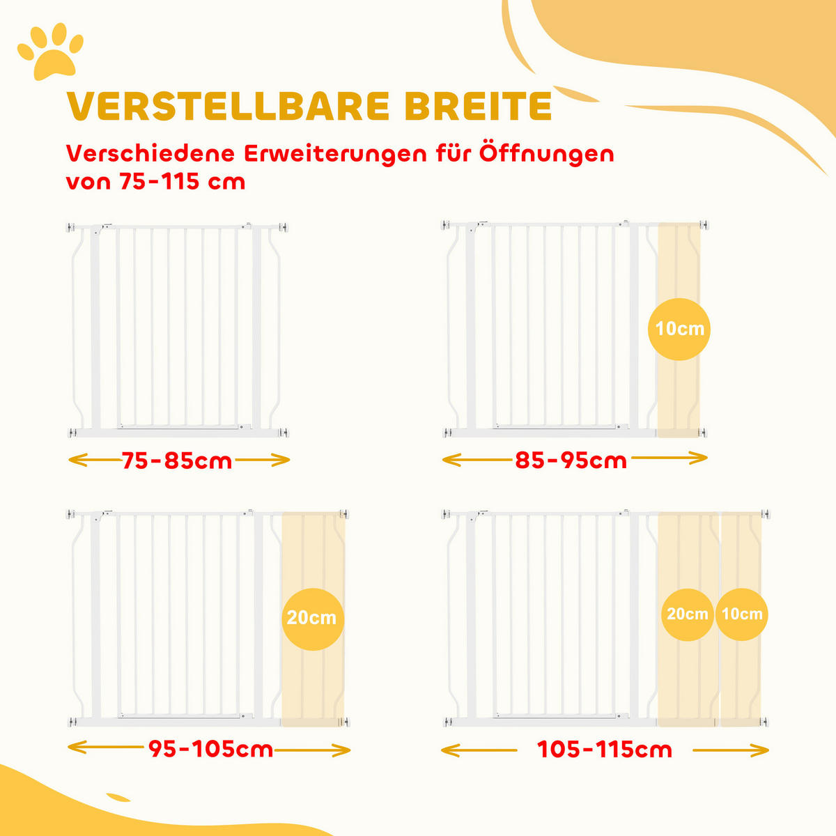 PawHut Schutzgitter weiß Kunststoff B/H/L: ca. 3x76x115 cm Schutzgitter - weiß (115,00/3,00/76,00cm) - PawHut