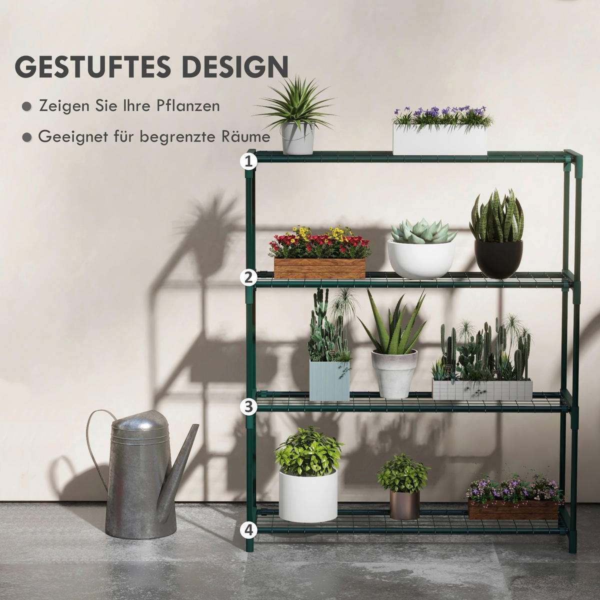 Outsunny Pflanzständer dunkelgrün Polypropylen B/H/L: ca. 28x89x107 cm Blumenständer - dunkelgrün (107,00/28,00/89,00cm) - Outsunny