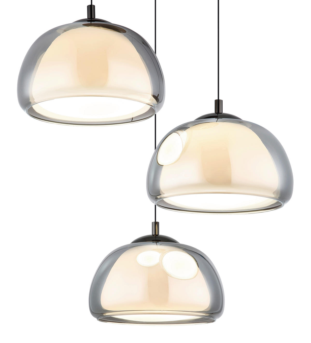 GLOBO Hängeleuchte Chrom schwarz Glas Metall B/H/L: ca. 53x25,5x57 cm Hängeleuchte-Avila - schwarz/Chrom (57,00/53,00/25,50cm) - GLOBO