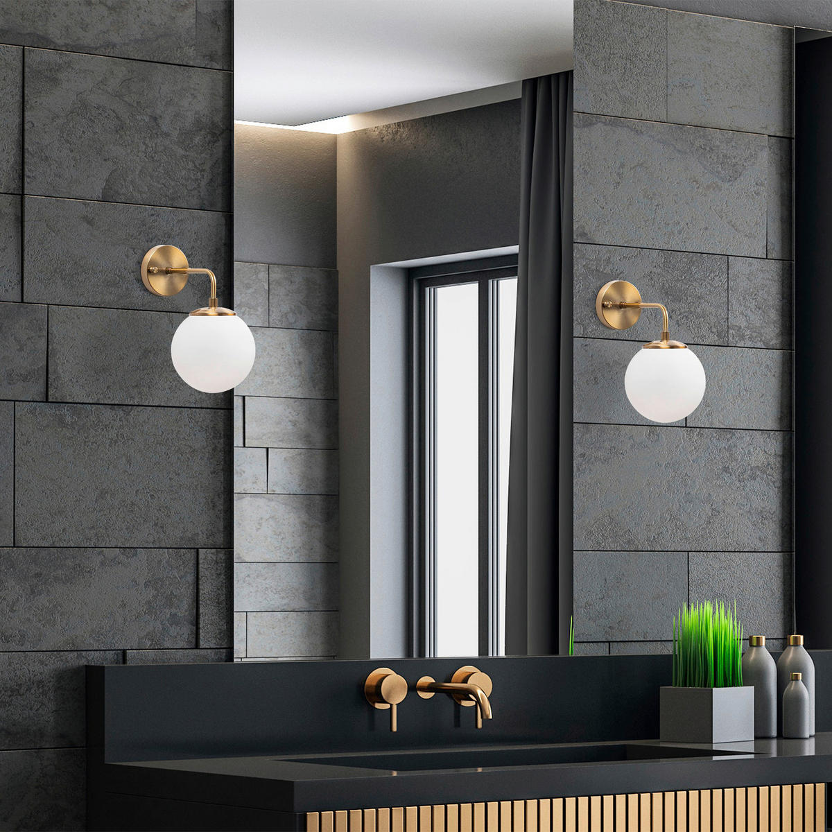 Opviq Wandleuchte Viran bronze Metall Glas B/H/T/L/D: ca. 27x25x27x15x15 cm E14 1 Brennstellen Viran - bronze (15,00/27,00/25,00cm) - Opviq