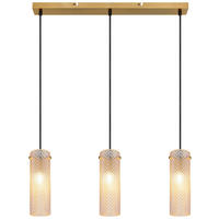 GLOBO Pendelleuchte amber gold Metall Glas B/H/T/L: ca. 8x120x65x65 cm E14 3 Brennstellen Karolo - gold/amber (65,00/8,00/120,00cm) - GLOBO