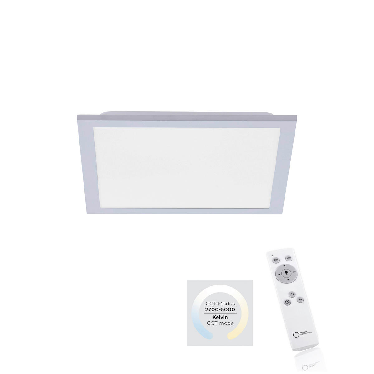Just Light LED-Deckenpanel FLAT 14754-21 silber weiß Kunststoff Metall B/H/T: ca. 29,5x6x29,5 cm 1 Brennstellen FLAT - weiß/silber (29,50/6,00/29,50cm) - Just Light