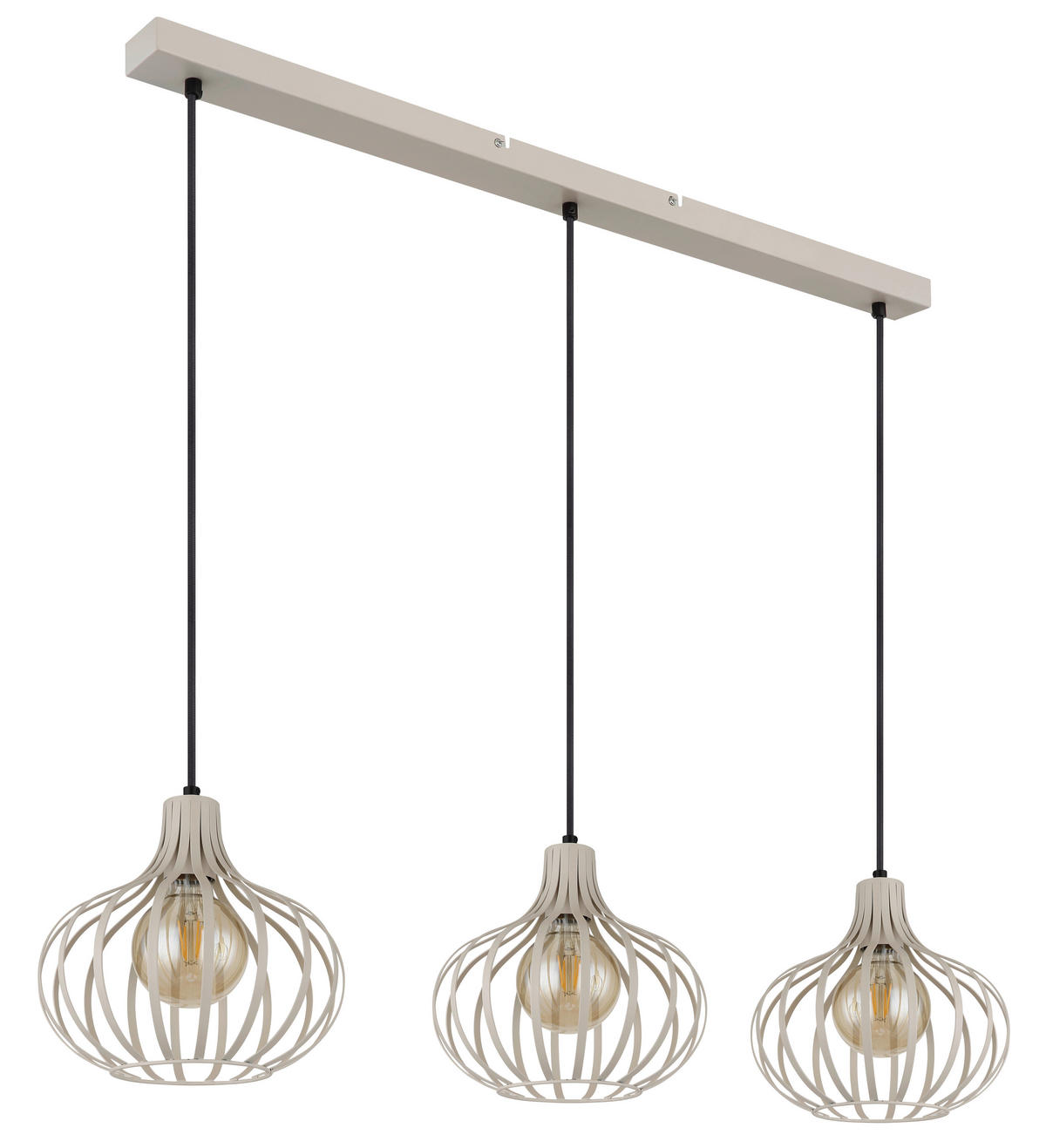 GLOBO Pendelleuchte MATEO 33370319 schwarz sand creme Metall B/H/L: ca. 103x150x25 cm E27 3 Brennstellen MATEO - sand/creme (25,00/103,00/150,00cm) - GLOBO
