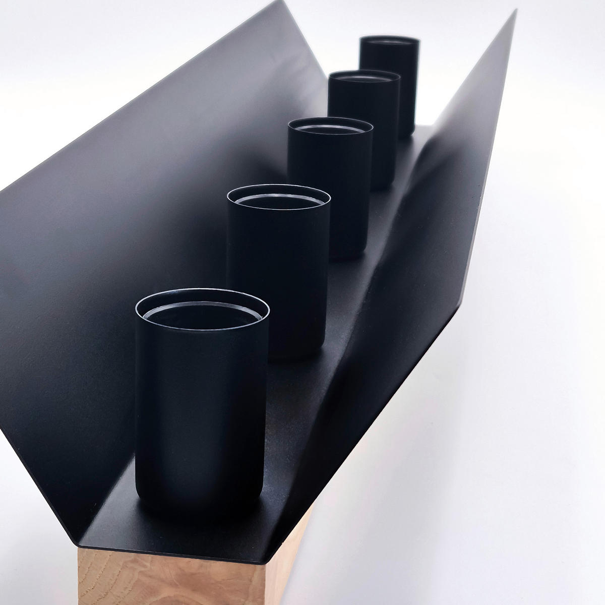 Lamkur Deckenleuchte schwarz Eiche Glas Stahl B/H/L: ca. 12x11,5x68 cm E27 5 Brennstellen ESME - Eiche/schwarz (68,00/12,00/11,50cm) - Lamkur