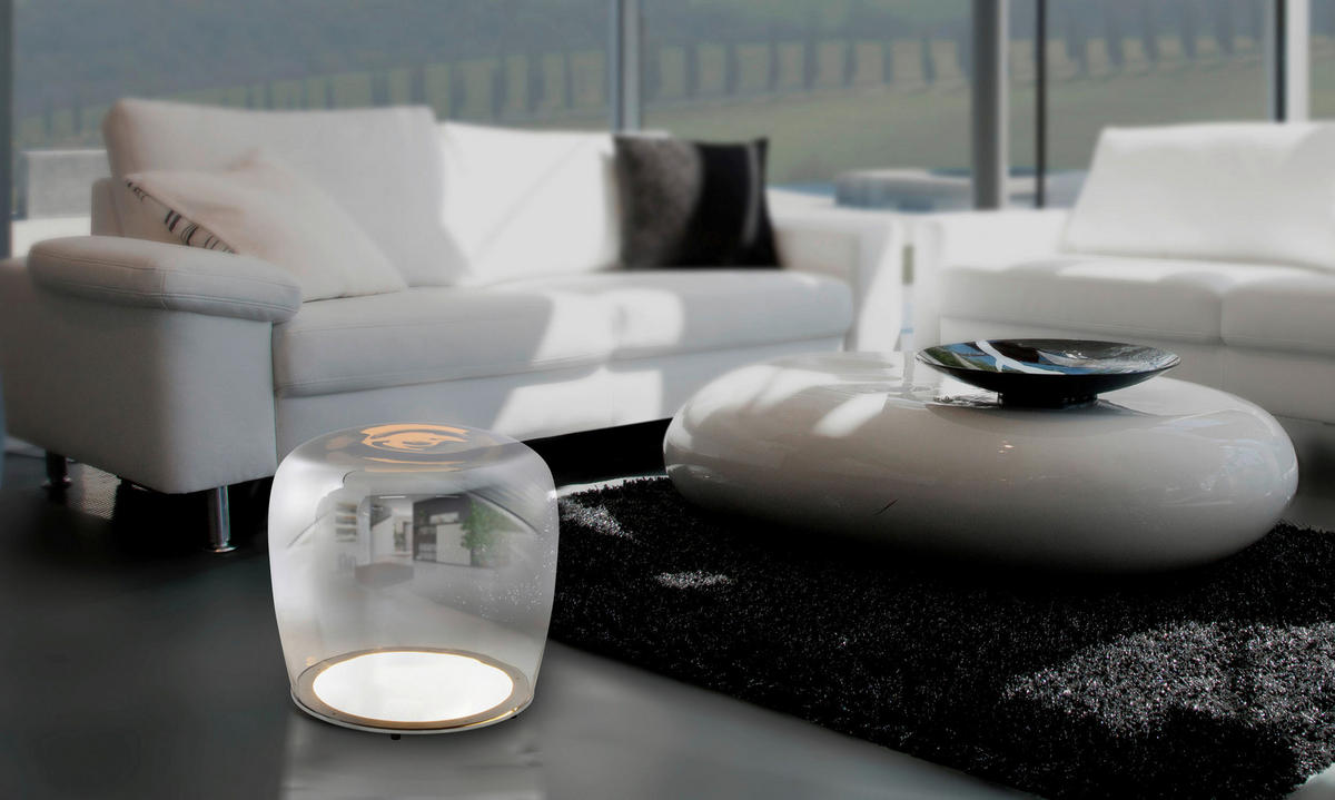 Näve Leuchten LED-Tischleuchte Chrom Glas Metall B/H/T/D: ca. 43x40x43x43 cm SMOKY - Chrom (43,00/40,00/43,00cm) - Näve Leuchten