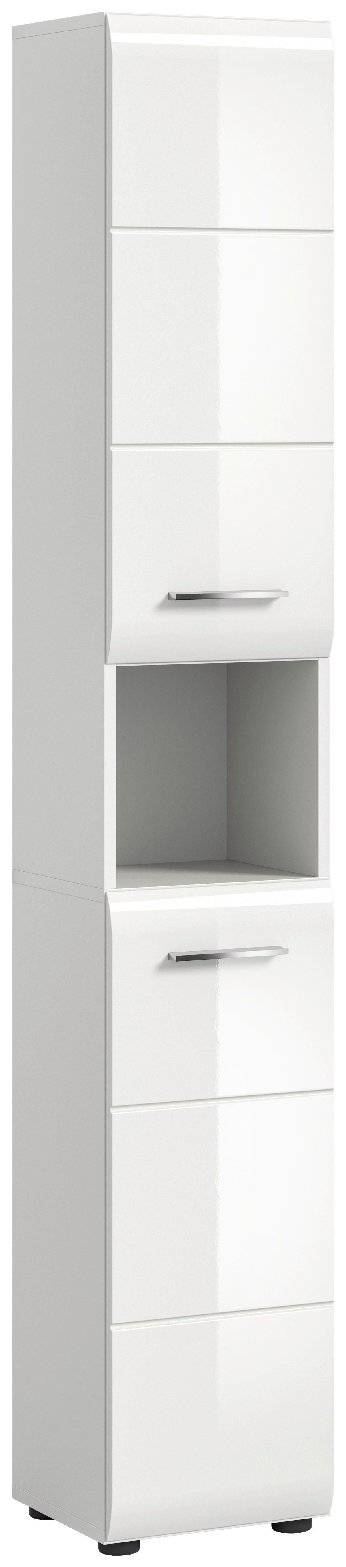 Hochschrank Ice weiß weiß Hochglanz B/H/T: ca. 30x185x30 cm Ice - weiß (30,00/185,00/30,00cm) - xonox.home