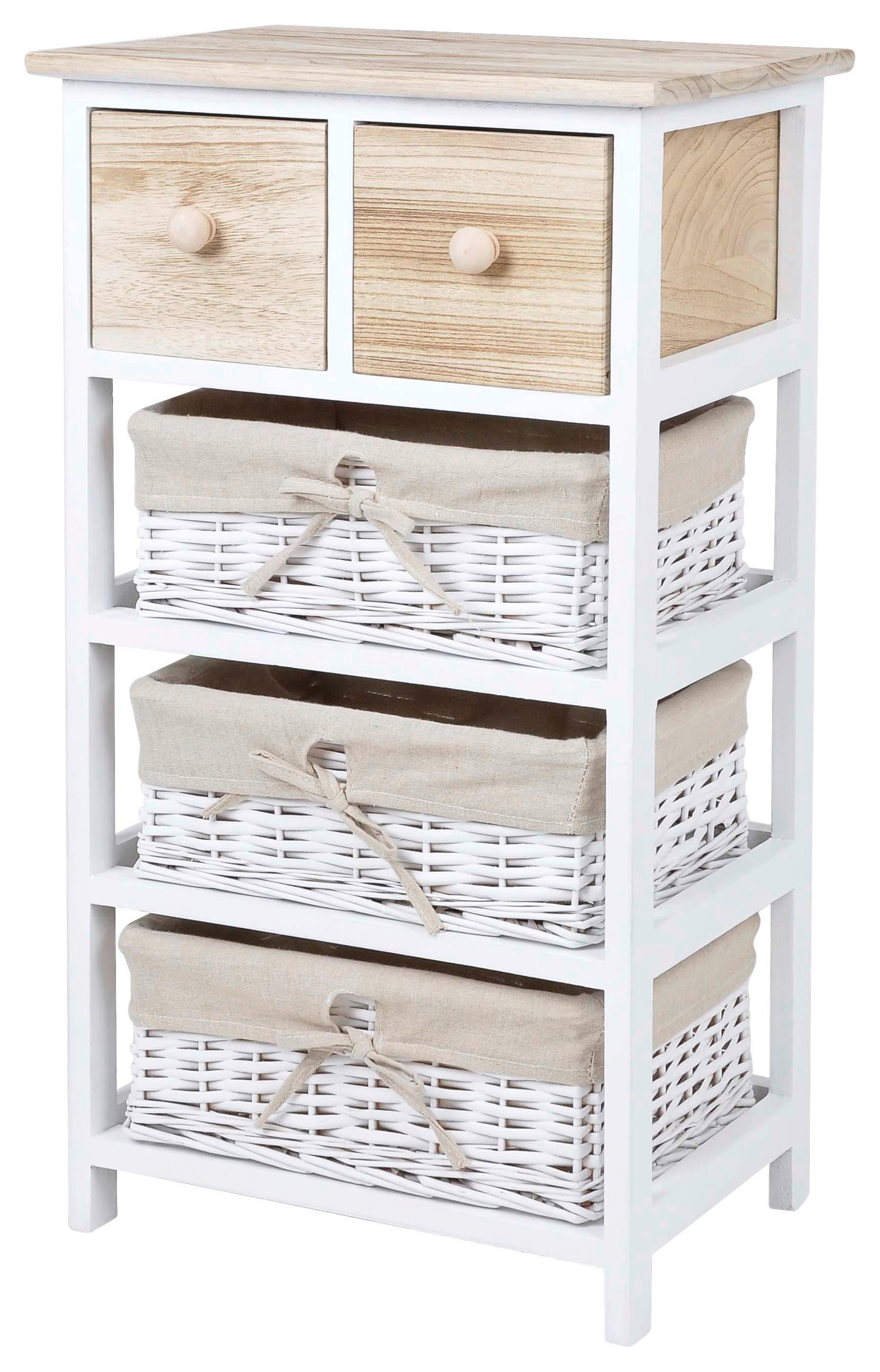 POCOline Aufbewahrungsregal weiß Holz B/H/L: ca. 29x73x40 cm Aufbewahrungsregal - weiß/natur (40,00/29,00/73,00cm) - POCOline