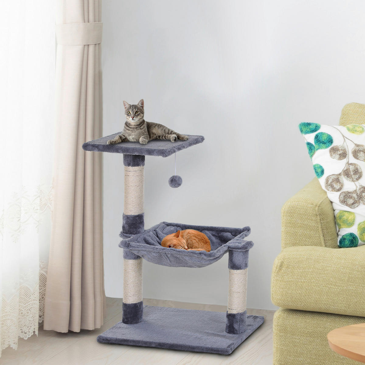 PawHut Katzenbaum grau Spanplatte B/H/L: ca. 36x70x50 cm Katzenbaum - grau (50,00/36,00/70,00cm) - PawHut