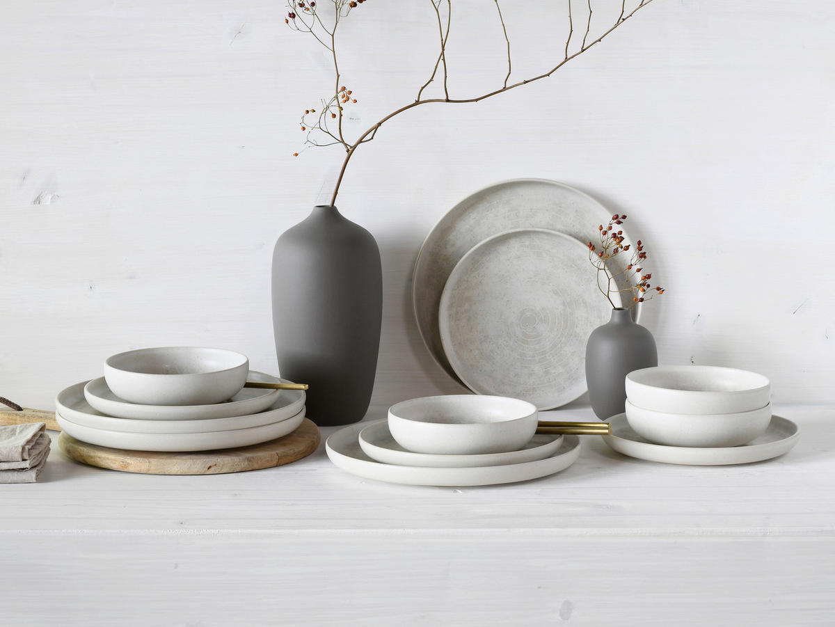 CreaTable Teller-Set Uno Athena creme Steinzeug Uno Athena - creme - CreaTable