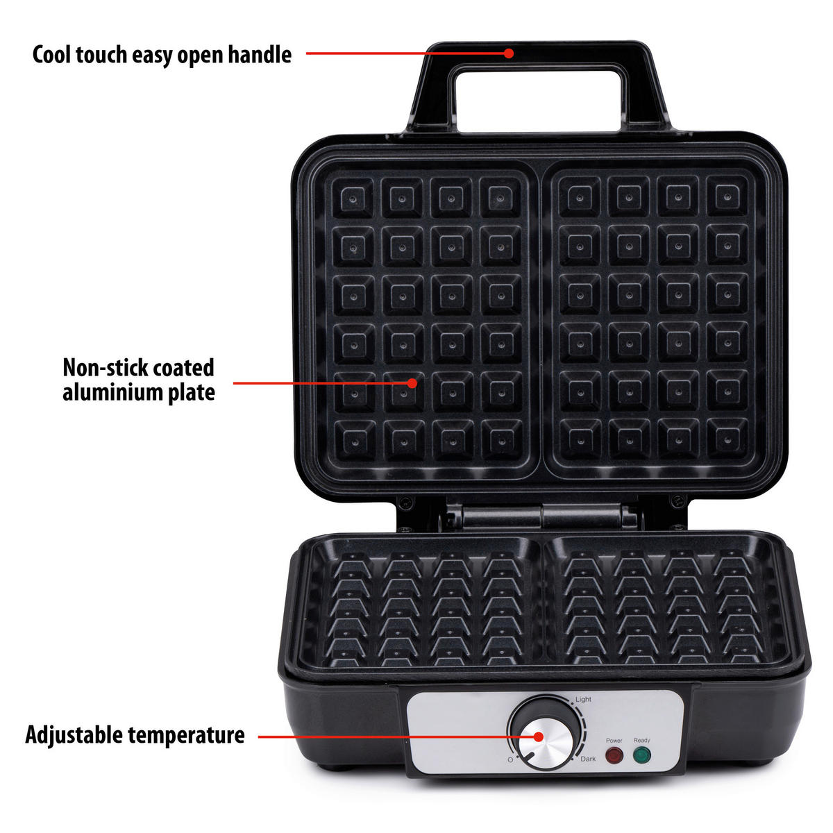 alpina Waffelautomat schwarz Alu B/H/L: ca. 24x10x24 cm Belgisches_Doppel-Waffeleisen - schwarz (24,00/24,00/10,00cm) - alpina