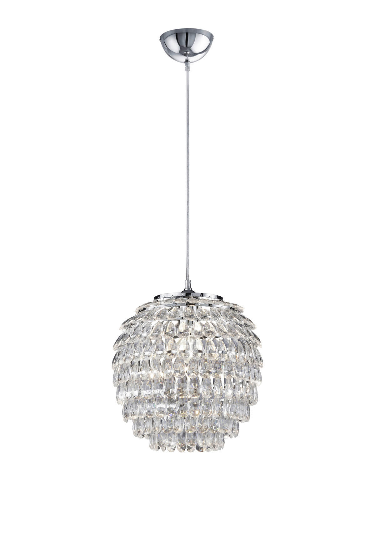 Reality Pendelleuchte  R30451906  Petty Chrom transparent Metall Kunststoff H/D: ca. 160x35 cm E27 1 Brennstellen Petty - Chrom/transparent (35,00/160,00cm) - Reality