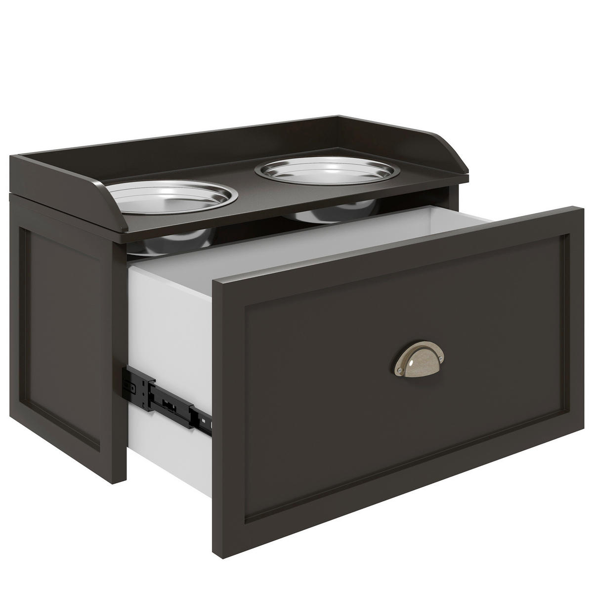 PawHut Hunde-Zubehör braun Edelstahl B/H/L: ca. 30x60x36 cm Hundenapf - braun (36,00/30,00/60,00cm) - PawHut