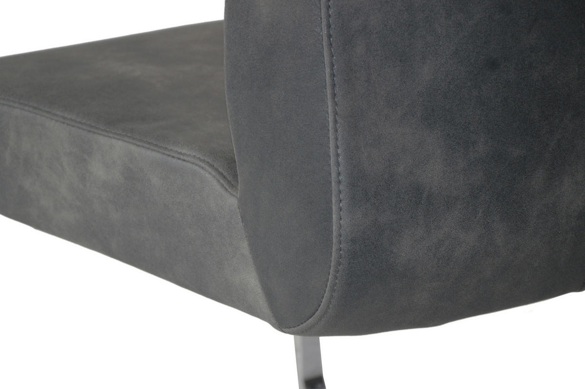 Schwingstuhl MARLEN-XXL  2er-Set anthrazit Vintage Chrom Stoff Metall B/H/T: ca. 72x96x80 cm MARLEN-XXL  2er-Set - Chrom/anthrazit (72,00/96,00/80,00cm) - byLIVING