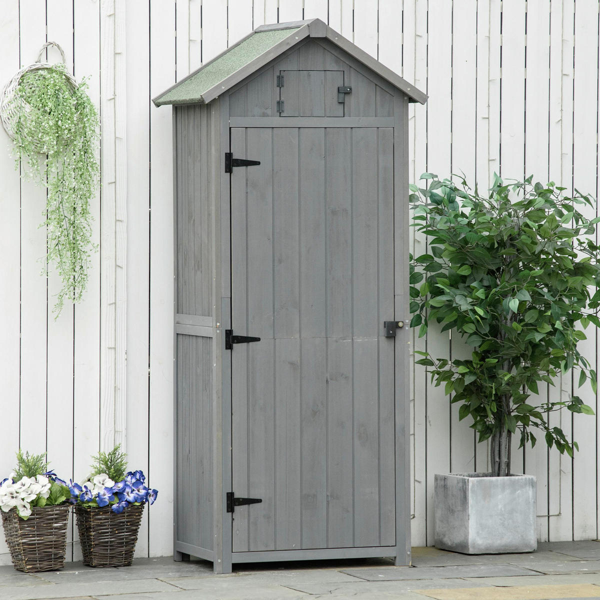 Outsunny Gartenhaus grau B/H/L: ca. 54x179x77 cm Gartenhaus - grün/grau (77,00/54,00/179,00cm) - Outsunny