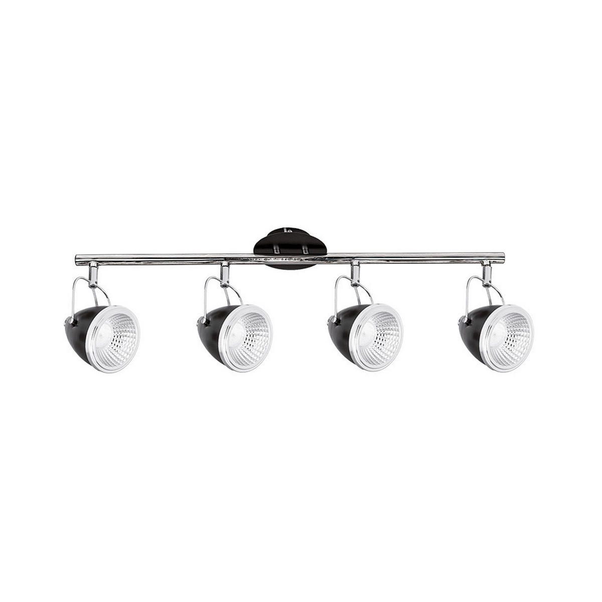 SPOT Light Spotbalken 5109404 schwarz Chrom Metall B/H/T: ca. 82x13x26 cm GU10 4 Brennstellen Oliver - schwarz/Chrom (82,00/13,00/26,00cm) - SPOT Light