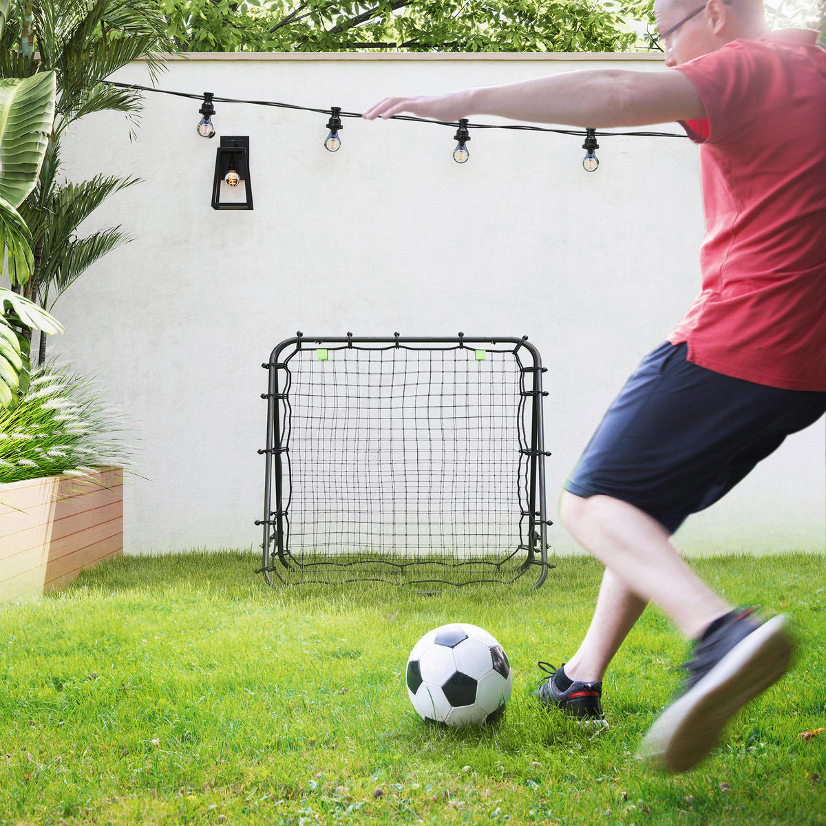 HOMCOM Fußball Rebounder schwarz Stahl B/H/L: ca. 95x90x100 cm Fußball Rebounder - schwarz (100,00/95,00/90,00cm) - HOMCOM