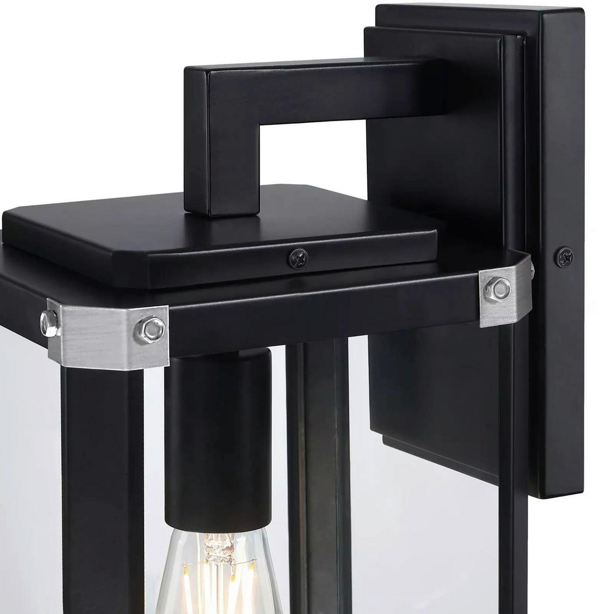 Westinghouse Außenwandleuchte Glendora mattschwarz Metall Glas B/H/L: ca. 18x38x21 cm E27 1 Brennstellen Glendora - mattschwarz (21,00/18,00/38,00cm) - Westinghouse