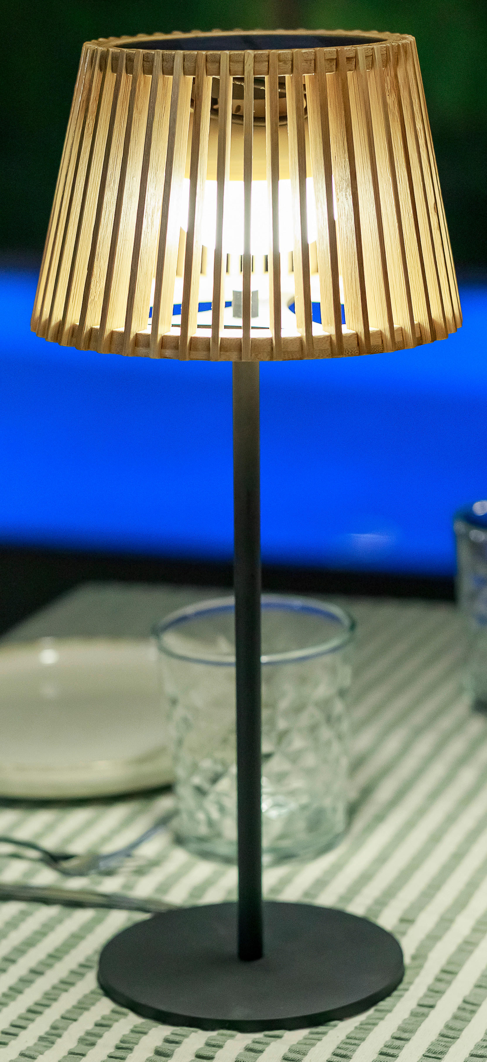 NewGarden LED-Tischleuchte braun Holz Metall B/H/L: ca. 16x36x16 cm 1 Brennstellen OKINAWA - braun (16,00/16,00/36,00cm) - NewGarden