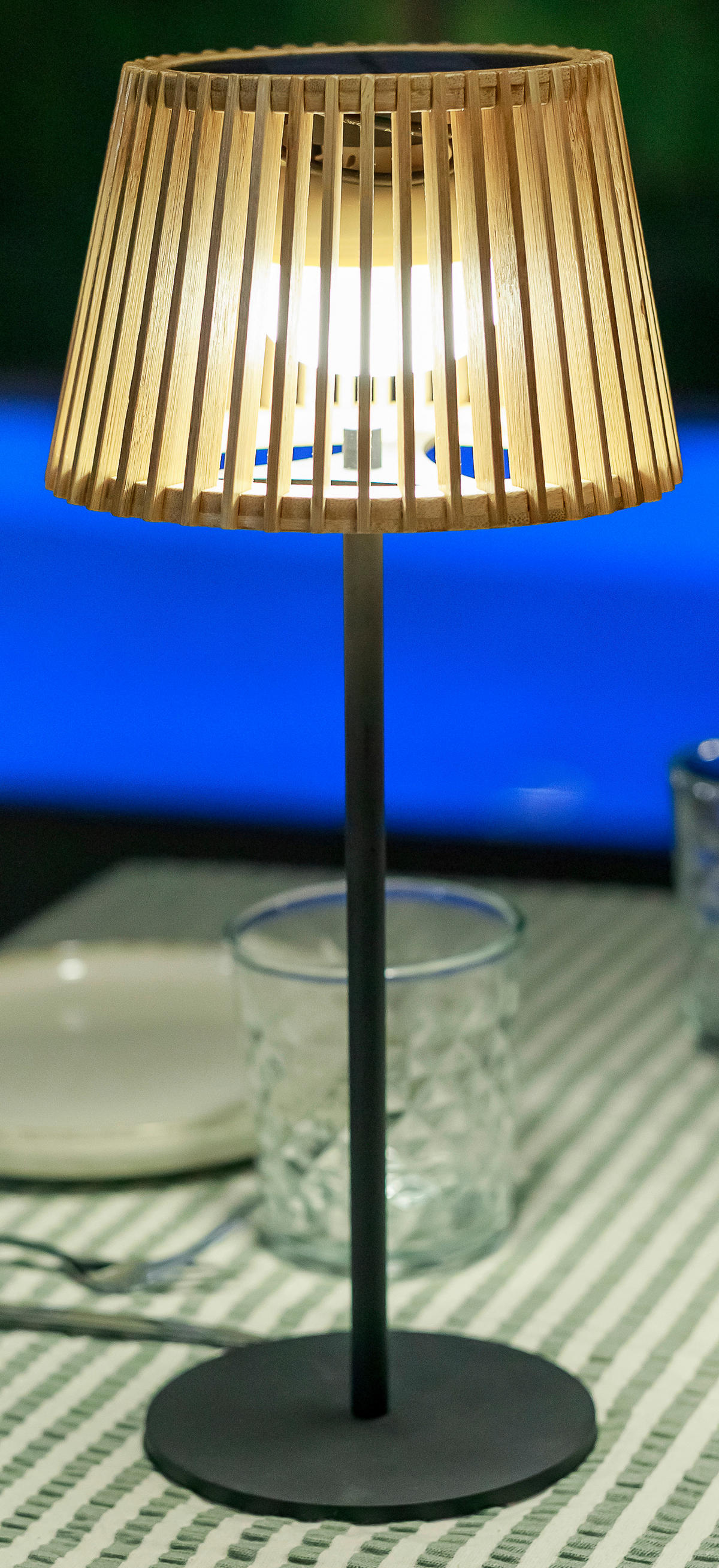 NewGarden LED-Tischleuchte braun Holz Metall B/H/L: ca. 16x36x16 cm 1 Brennstellen OKINAWA - braun (16,00/16,00/36,00cm) - NewGarden