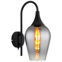 GLOBO Wandleuchte transparent Chrom schwarz Glas Metall B/H/T: ca. 15x36x23,5 cm E27 1 Brennstellen LAVUS - schwarz/Chrom (15,00/36,00/23,50cm) - GLOBO