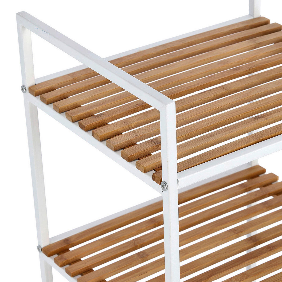 Standregal weiß Bambus B/H/T: ca. 39x95x33 cm Standregal_mit_4_Ablagen - weiß/natur (39,00/95,00/33,00cm) - Zeller