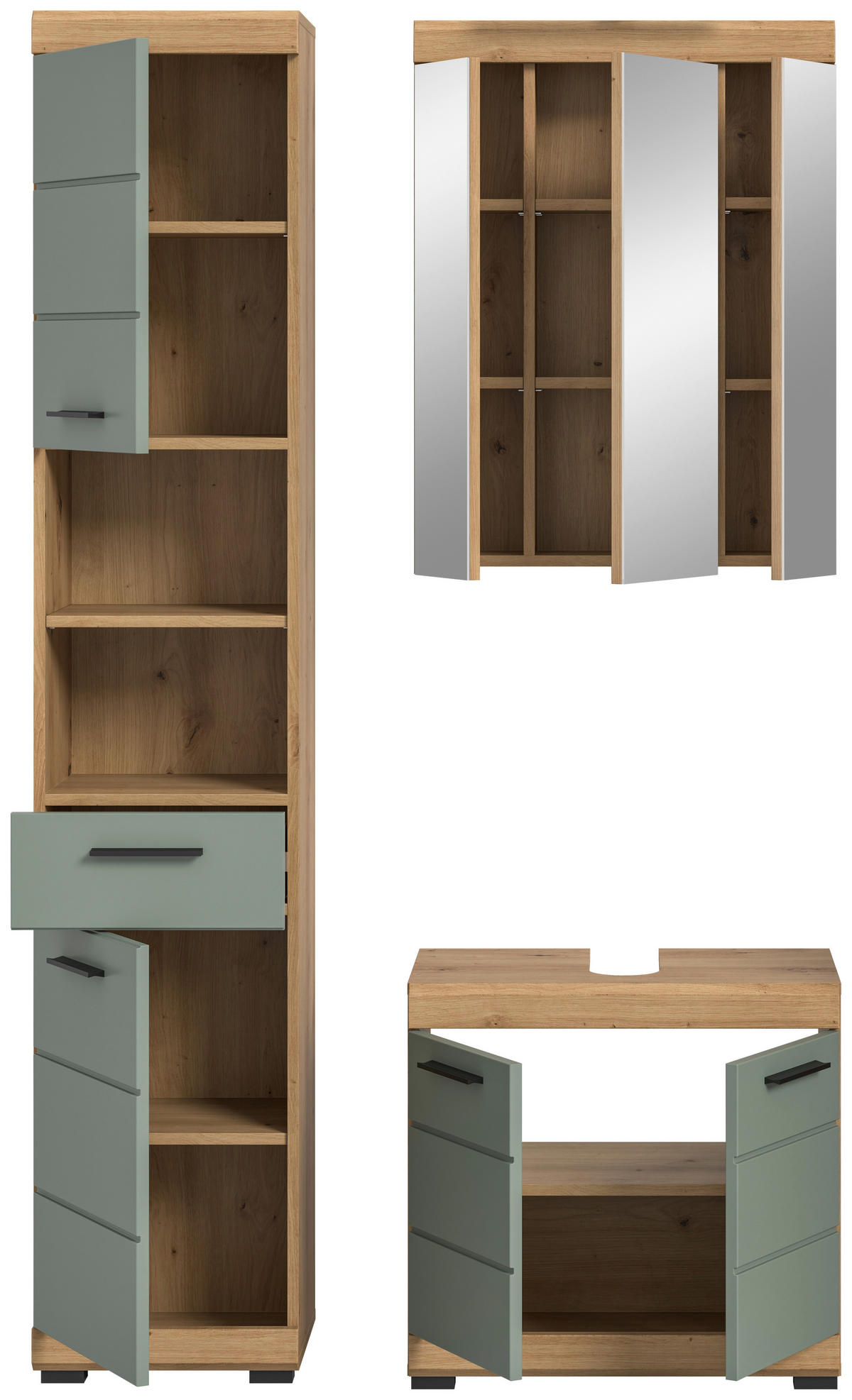 Badezimmer-Set Scout Eiche Artisan Nachbildung salbei Nachbildung B/H/T: ca. 112x191x34 cm Scout - Eiche/salbei (112,00/191,00/34,00cm) - xonox.home