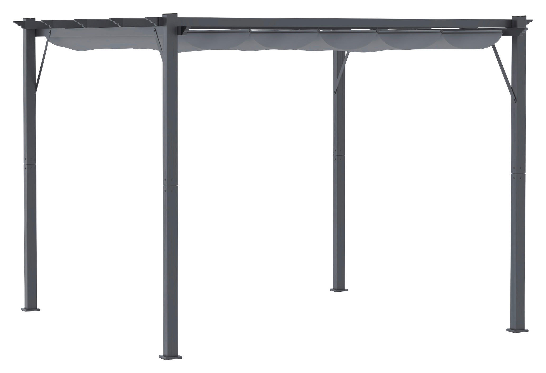 Outsunny Pergola mit Schiebedach grau Aluminium B/H/L: ca. 300x223x300 cm