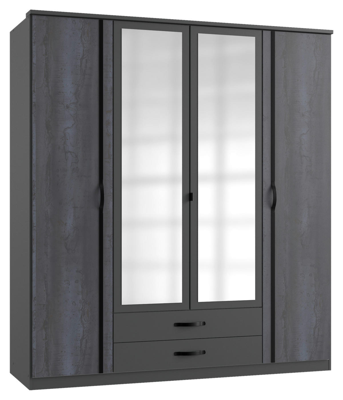 Kleiderschrank Duo2 Digi-Steel Optik Graphit B/H/T: ca. 179x199x58 cm Duo2 - schwarz/Graphit (179,00/199,00/58,00cm)